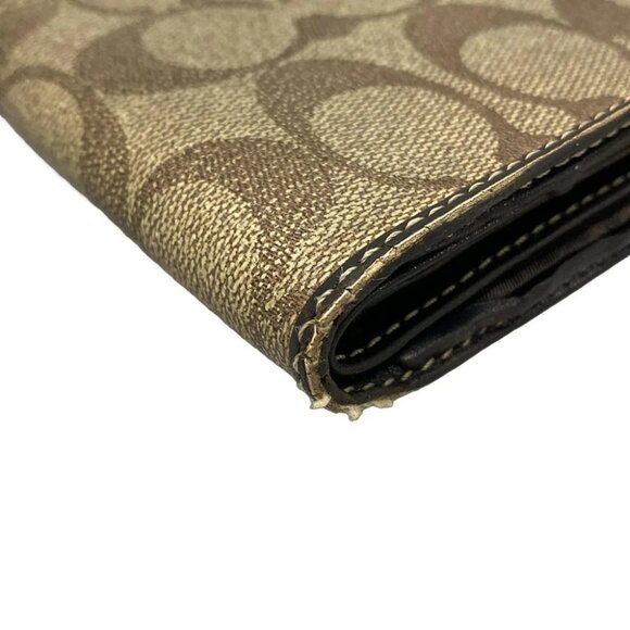 Auth COACH Signature - Brown Beige Black PVC Leather Bifold Wallet - Picture 13 of 13